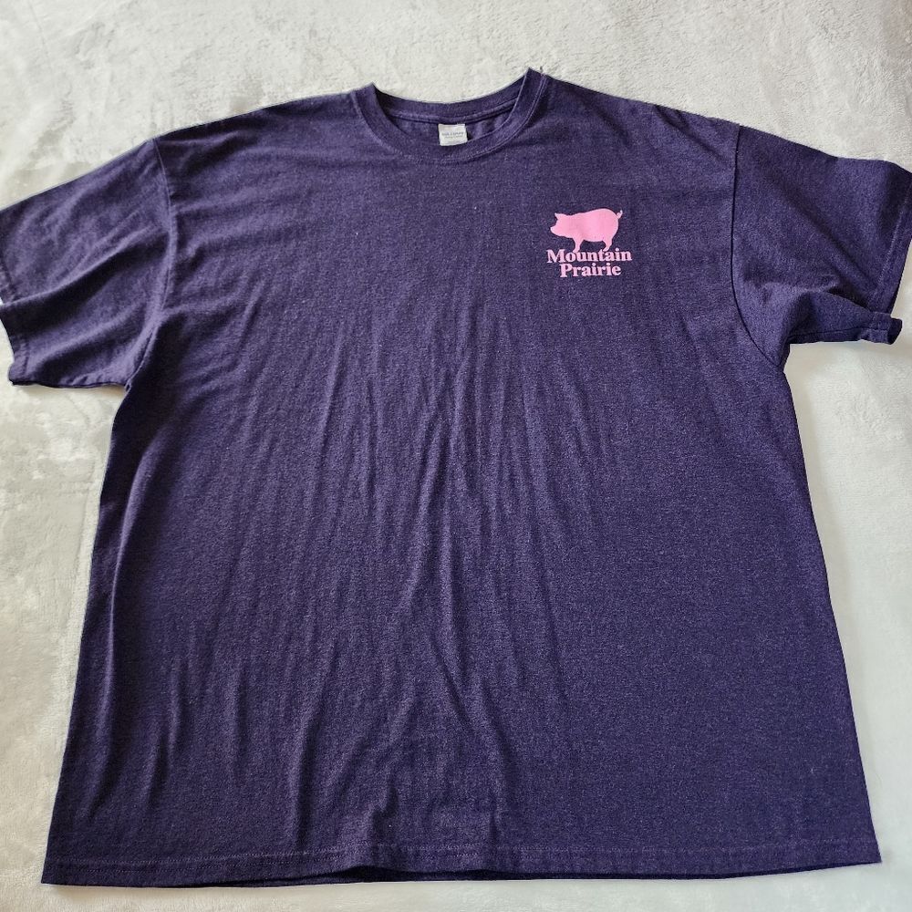3 For $18 Gildan Mountain Prairie Navy Blue Tshirt With a Pig Graphic Size 2XL